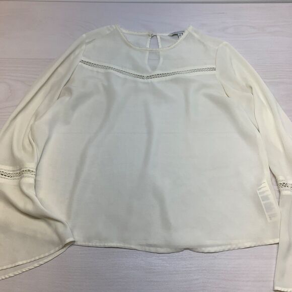 Rebecca Minkoff Womens Chava Ivory Bell Sleeves Crepe Blouse Top Size S - Picture 1 of 7